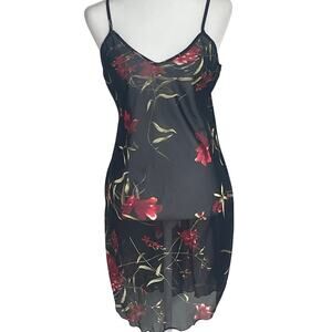 Petra Fashions Vintage Sheer Floral Nightgown – Slip Dress SZ Large Made in USA